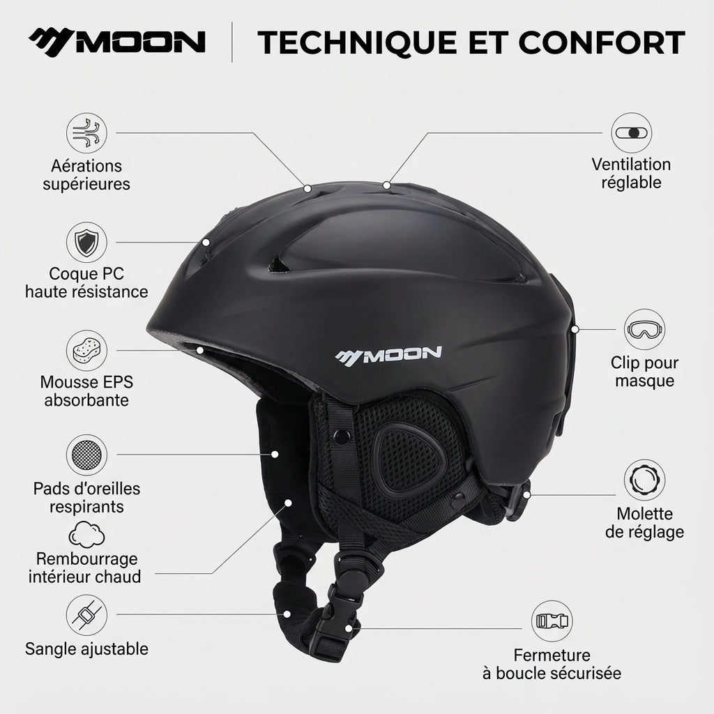 Casque de ski adulte – Sécurité renforcée & confort thermique